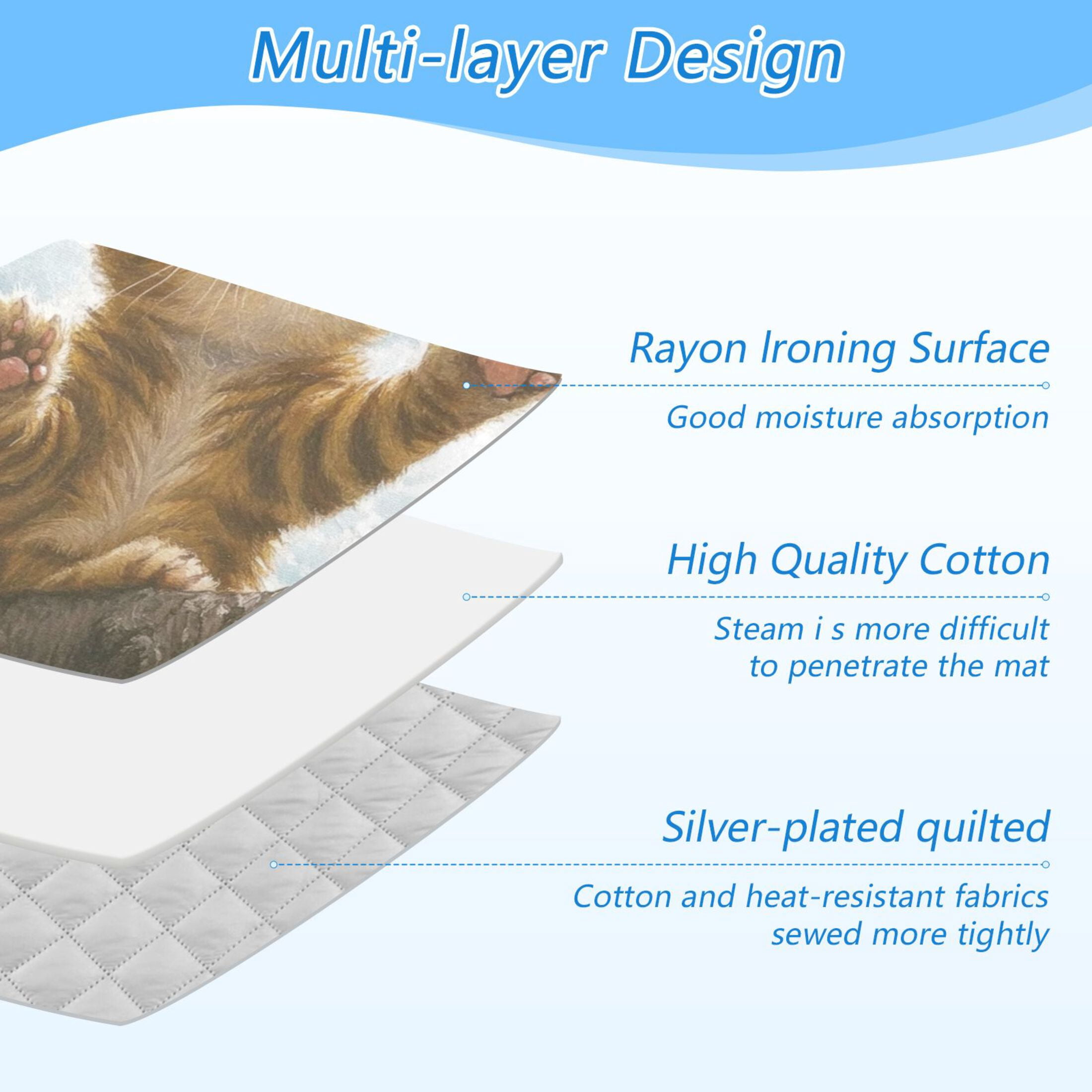 Brow Cat in Cherry Tree Ironing Mat Blanket for Table Top Travel Portable Ironing Board Pad 47.2x27.6 Inch