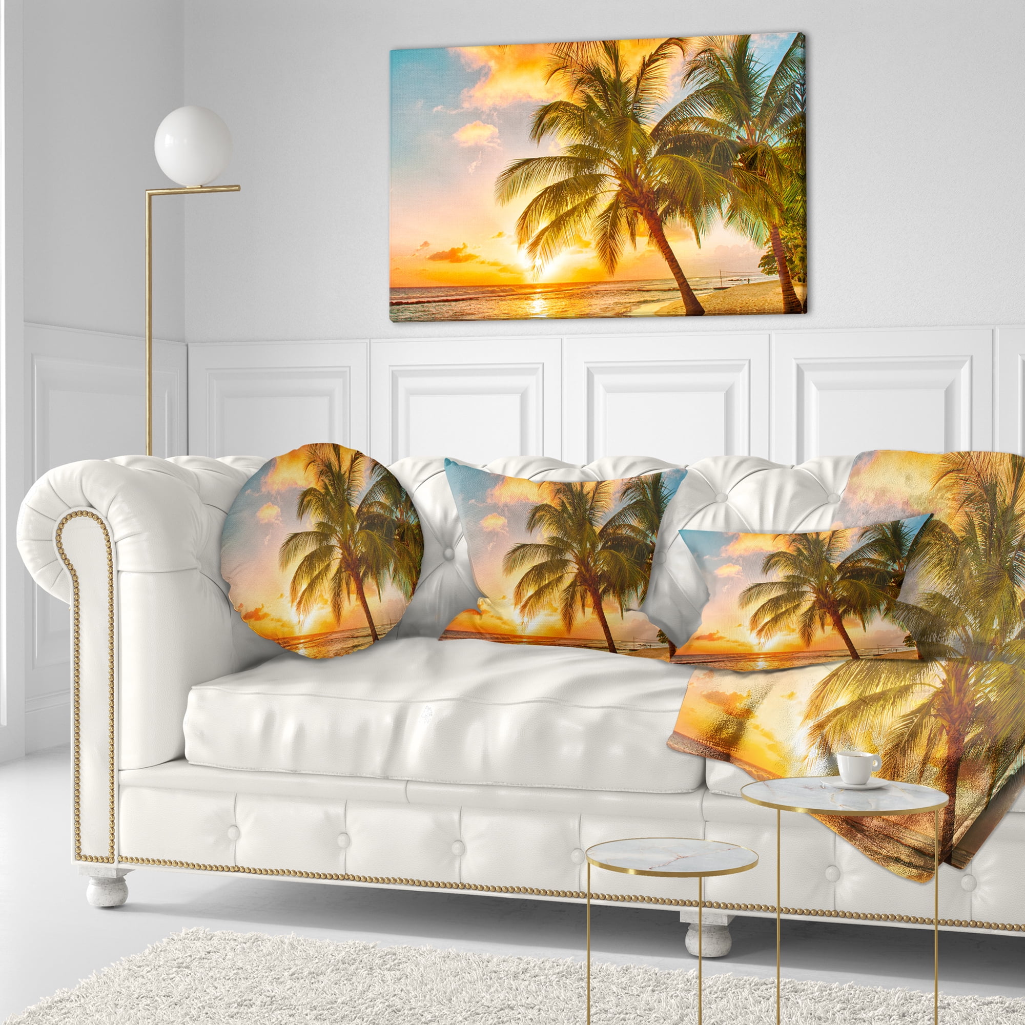 Designart Barbados Landscape - Photography Throw Pillow - 12x20