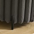 thumbnail image 4 of 22.05"Wide Upholstered Round Pouf Ottoman Foot Rest with Black Metal Legs,Faux Fur Footstool for Living Room Bedroom Entryway. Charcoal, 4 of 6