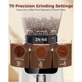 thumbnail image 3 of Tuni G2 Conical Burr Coffee Grinder, 70 Grind Settings Anti-static Burr Mill, Precision Electronic Timer and LED Touchscreen for Espresso/Drip/Cold Brew/French Press, Stainless Steel, Ivory, 3 of 9