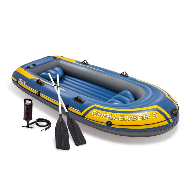 Intex 68370EP Challenger 3 Inflatable Raft Boat Set W/ Pump & Oars