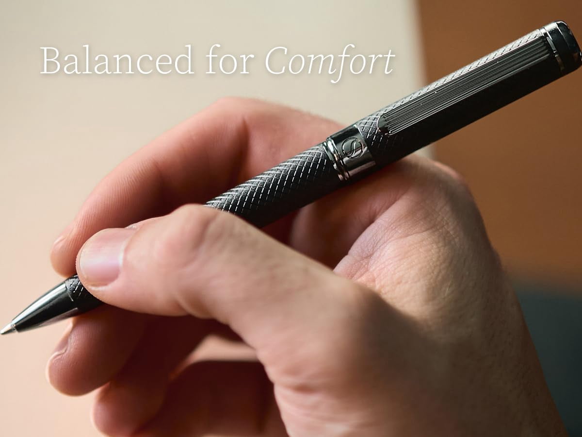 All Black Ballpoint Pen -stunning Luxury Metal Matt  Schmidt Refill Gift Set For Men & Women Professional Executive Office Nice Fancy Designer Pens