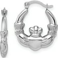 thumbnail image 1 of 14K White Gold Claddagh Hoop Earrings Made In Indonesia tc1012, 1 of 5