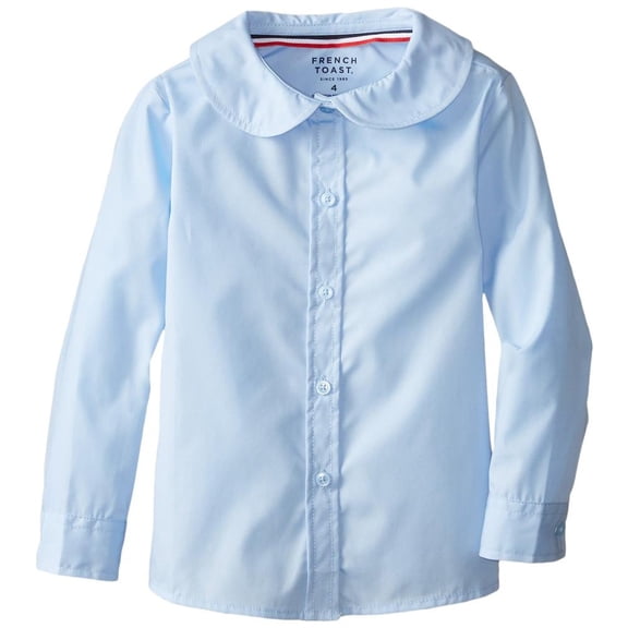 French Toast Girls 2T-4T Long Sleeve Peter Pan Blouse (Light Blue 4T)
