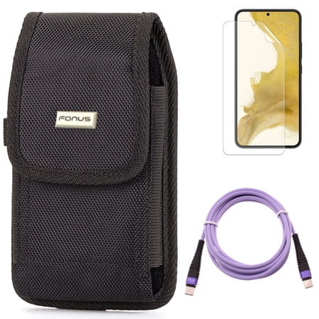 Matte Screen Protector & Case Belt Clip & Purple 6ft PD Cable for Samsung Galaxy S22 (6.1 ) - TPU Film Anti-Glare & Rugged Holster & Type-C to USB-C Long Charger Cord Accessory Bundle price history on PriceWatchPro
