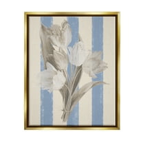 Stupell Industries Tulip Bundle on Stripes Botanical & Floral Painting Gold Floater Framed Canvas Art Print Wall Art, 25 x 31