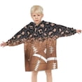 thumbnail image 3 of Leopard Print and Footballs Pattern Blanket Hoodies for Kids 6-13YR Oversize Wearable Blanket Hoodies for Boys Girls Teens, 3 of 7