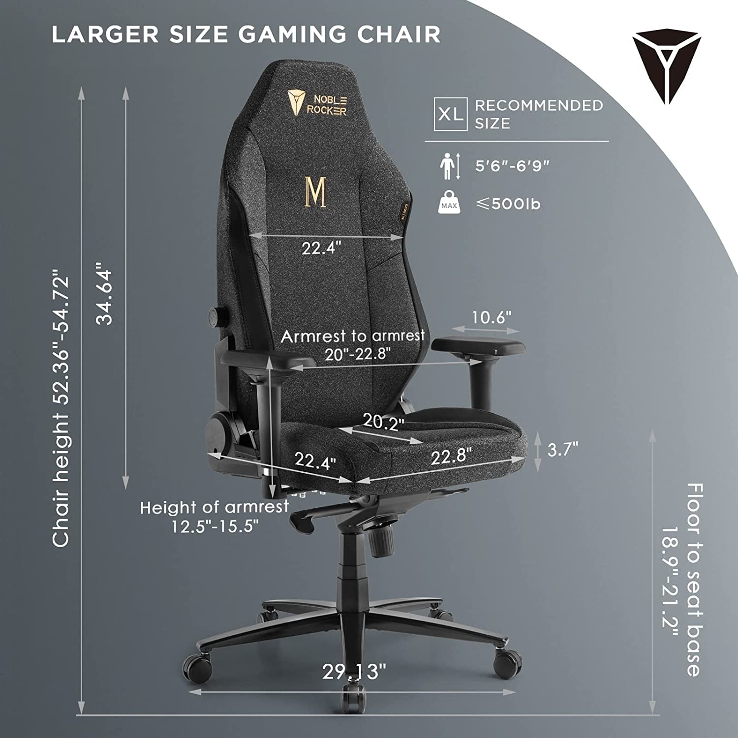 VANACC Gaming Chair Ergonomic PC Game Chair- Lumbar Support Headrest 4D Armrests Computer Chair, Big and Tall Comfortable Large, Black Polyester, XL Size