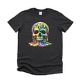 thumbnail image 4 of Colorful Neon Melting Skull Shirt for Men Vibrant Dripping Skeleton Adult Graphic Tee Dark Gray Heather Shirt Adult X-Large, 4 of 5