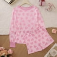 thumbnail image 2 of HOWPAY Valentines Pajamas for Women Set Cute Heart Print Crew Neck Long Sleeve Pajamas with Shorts Causal Loungewear Comfy 2 Piece Lounge Set Pink XL, 2 of 9