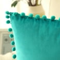 thumbnail image 3 of Phantoscope Pom Pom Velvet Series Decorative Throw Pillow, 18" x 18", Turquoise, 2 Pack, 3 of 6