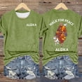 thumbnail image 2 of Wang6 Womens Short Sleeve Plus Size Aloka Tshirts Casual Crew Neck Walking for Peace Letter Printed Summer Tops Loose Fit Graphic Tees Green XXXL, 2 of 3