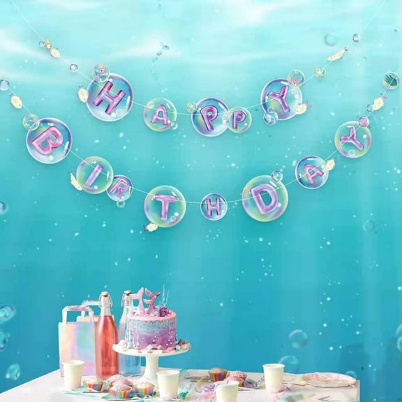 Cheerland Happy Birthday Under The Sea Theme Party Banner, Mermaid Birthday Party Decorations, 11.8 ft