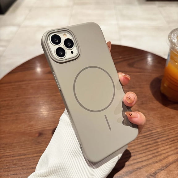 For iPhone 16 Pro Magnetic Phone Case [Compatible with MagSafe] [Drop Protection] Ultra Slim Skin Feel Shockproof Anti-Fingerprint Thin Fit Simple Hard PC Phone Case Cover,Gray