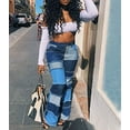 thumbnail image 4 of ZECATL Women Patch Flare Jeans Bell Bottom Raw Hem Denim Pants, 4 of 7