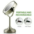 thumbnail image 7 of Ovente LED Lighted Tabletop Cosmetic Mirror, 7 Inch, Dual-Sided 1x/7x Magnification, Rechargeable & Wireless, Nickel Brushed (MCTR70BR1X7X), 7 of 7