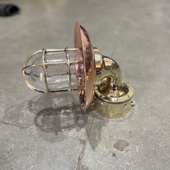 Brass Pauluhn Vintage Bulkhead Wall Light – Nautical Passageway Cage Sconce