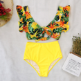 thumbnail image 4 of Traje de baño de bikini con borde de hoja de loto dividido, cintura alta sexy de verano, 4 of 6