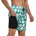 thumbnail image 3 of Haiem Green Baseball Mens Swim Trunks with Compression Liner 2 in 1 Swimming Shorts Stretch Swimwear Quick Dry,Board Shorts-X-Large, 3 of 9