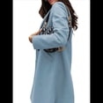 thumbnail image 3 of Abrigo de Guisante para Mujer, con Solapa y un Solo Botón, Cortavientos, Holgado, Informal, de Longitud Media, para Otoño e Invierno. Azul XXXL, 3 of 7