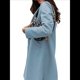 thumbnail image 3 of Abrigo de Guisante para Mujer, con Solapa y un Solo Botón, Cortavientos, Holgado, Informal, de Longitud Media, para Otoño e Invierno. Azul L, 3 of 7
