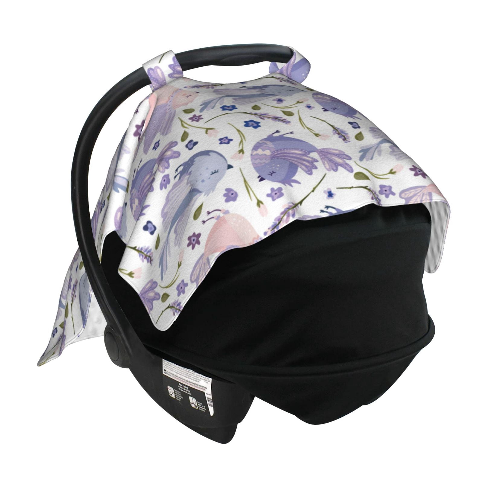 Car Seat Cover Baby - Lavender Flowers Bird Purple Breathable Infant Car Seat Cover for Baby Carseat, Lightweight Comfort Baby Essentials Must Haves Newborn Stuff for Girl Boy