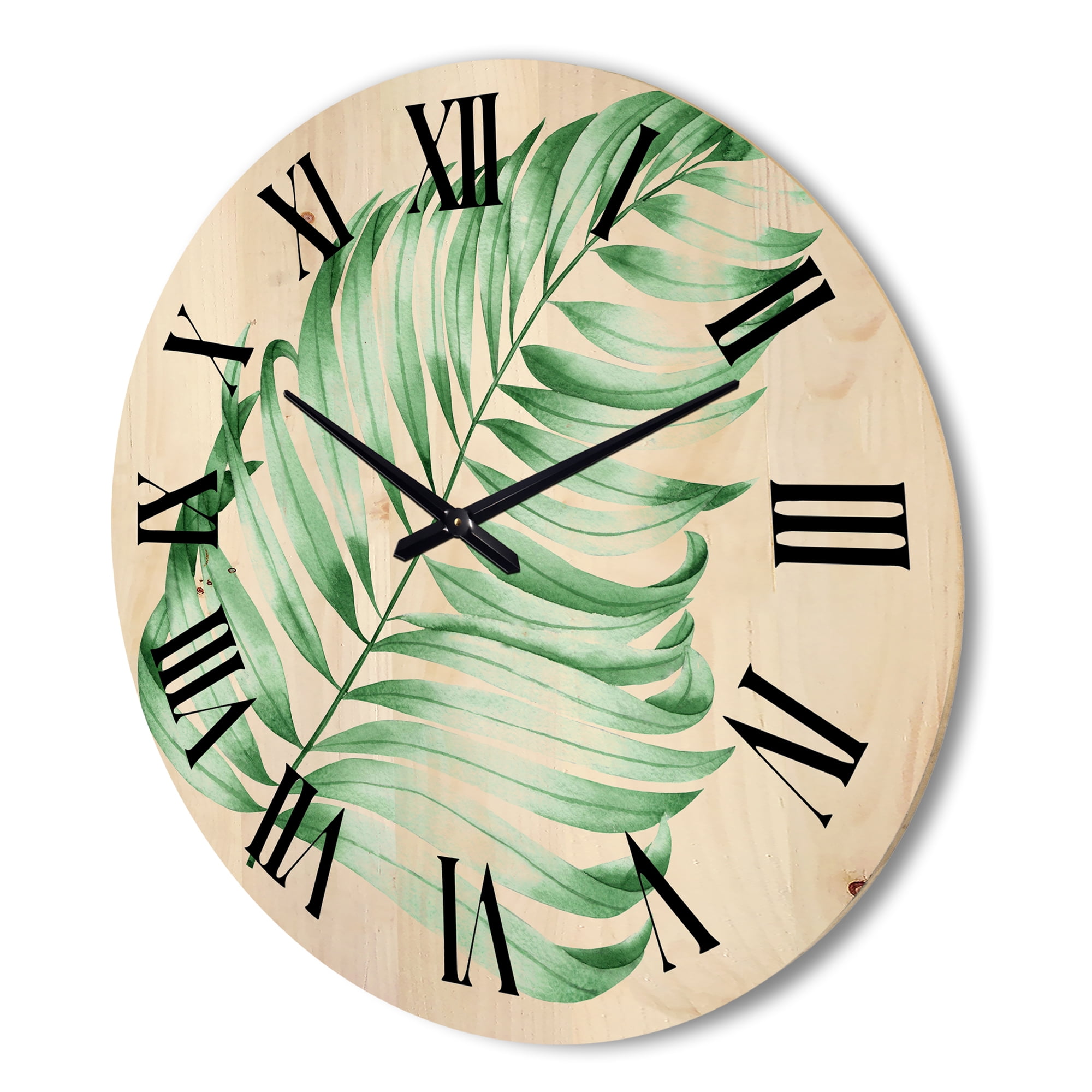 Designart 'Close Up Of Tropical Leaf Of Monstera II' Farmhouse Wood Wall Clock