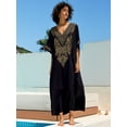 thumbnail image 6 of Edolynsa Womens Embroidered Kaftan Dresses Long Swimsuit Cover up Plus Size Caftan Loungewear Maxi Beachwear Boho Beach Tops, 6 of 10