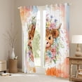thumbnail image 3 of Homewish Farm Cow Animal Black Out Curtains, Orange Art Watercolor Curtains Pack of 2 (42x63 Each), Kawaii Rustic Flower Bedroom Curtains, Window Curtains Decor, 3 of 6