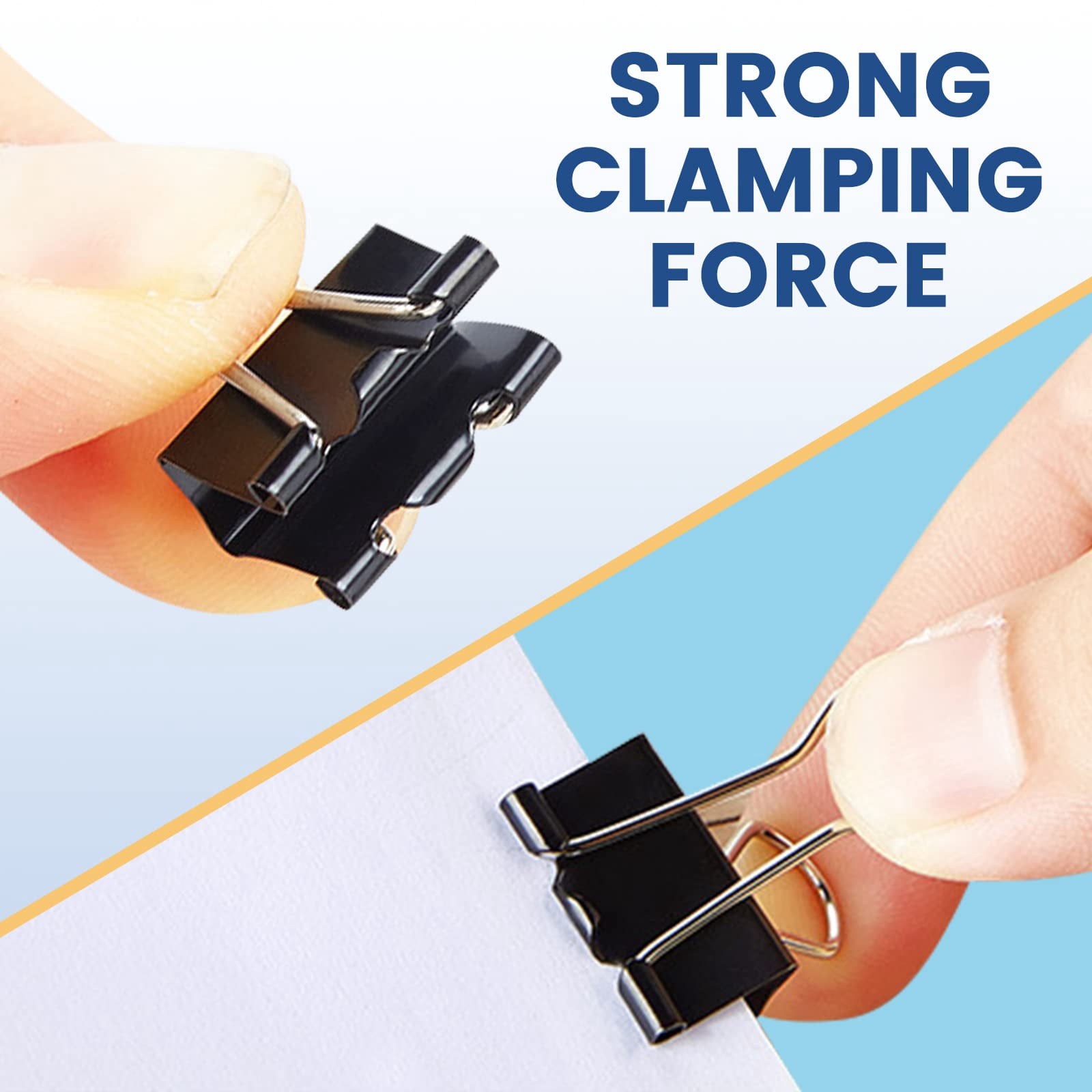 Binder Clips Paper Clamps Assorted Sizes, Metal Paper Binder Clip, Black Binding Paperwork Clamp Bulk, School Teachers Office Supplies