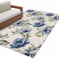 thumbnail image 2 of Navy Blue Floral Area Rug 4x6 FT, Non Slip Kids Room Carpet, Vintage Flowers Elegant Pastoral Rustic Washable Soft Floor Carpet Non-Shedding Throw Rug for Dorm Kitchen Study Room Home Office Bedside, 2 of 9
