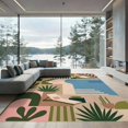 thumbnail image 2 of ODIKA 8'x10' Washable Area Rug Green Pink Pastel and Geometric Modern Abstract Design with Botanical Motifs for King Size Bedroom Under Bed, Master Suite, Non-Shedding, Easy Care, 2 of 7