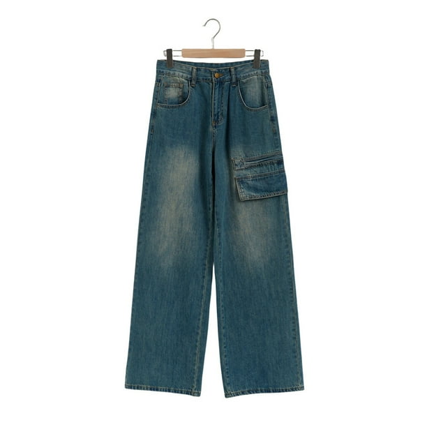 【HI FI FNK】Wiz Denim Pants Nrmvnmi Cargo Jeans for Women High Waisted Wide Leg Jeans