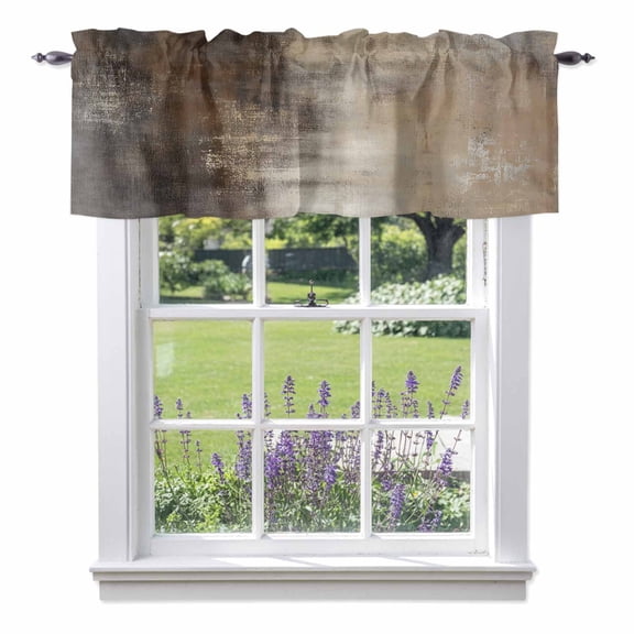 Brown Kitchen Curtain Valances for Windows Farmhouse Short Curtains, Modern Abstract Art Oil Painting Ombre Rod Pocket Valance Curtain for Bedroom Cafe Living Room 42"x12"