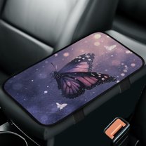 Yuyamidu Purple Butterfly Car Armrest Pad Cover Soft Car Center Console Cover Non-Slip Auto Accessories Fit Sedan Truck Van Flannel Car Arm Rest Cushion