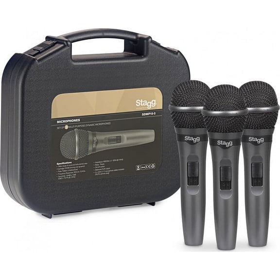 Set of 3 cardioid dynamic microphones for live performances