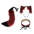 thumbnail image 3 of BELOVING Oreilles d'Animaux et Queue Oreilles de Chat Serre-Tête Lolita Cosplay Collier Cloche Ras-du-Cou Rouge Noir, 3 of 10