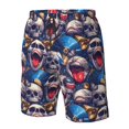 thumbnail image 4 of Rocae rock Skull blue record for Men's Beach Shorts Casual Elastic Waist Drawstring Summer Beach Shorts,S-3XL-3X-Large, 4 of 6