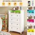 thumbnail image 5 of White Chest of Drawers,4 Drawer Dresser Vertical Wooden TV Stand with Charging Station & LED Lights for Bedroom, 5 of 7