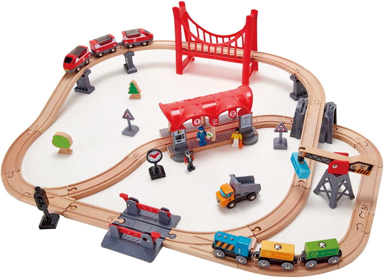 Wooden Train Set 80 PCS Busy Cargo Railway Track Construction Toy All Compatible 