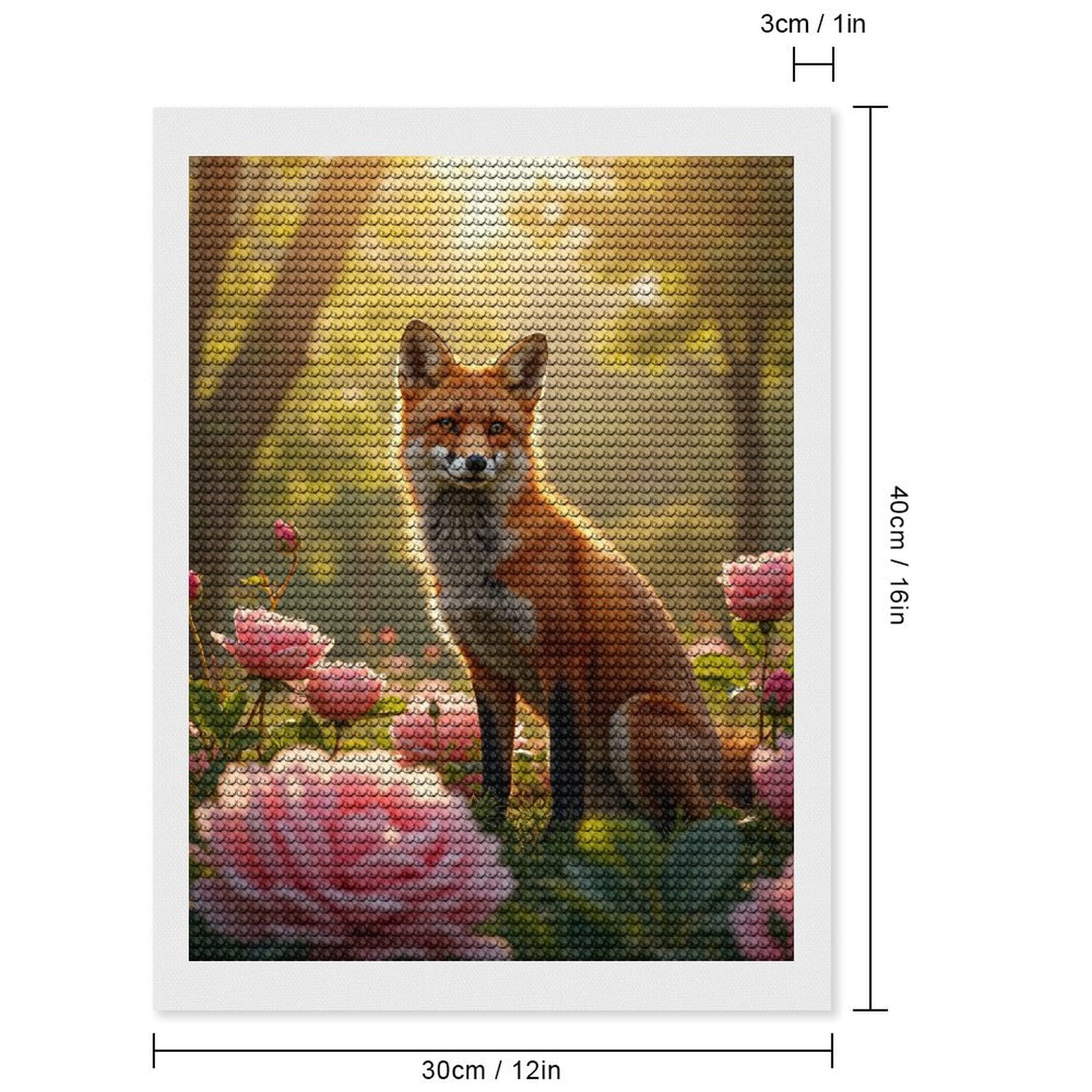 Diamond Art Kits for Adults, Fox In Blooming Garden 5D Diamond Painting Kits for Adults Beginners, DIY Full Drill Diamond Painting, Gem Art and Crafts 12x16