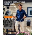 thumbnail image 2 of Sunpow Retractable Garden Hose Reel - 1/2 Inch X 50Ft Wall Mounted Hose Reel With 3/4 Inch Brass Fitting & 10 Function Sprayer Nozzle - Any Length Lock Auto Rewind System 180Swivel Bracket - Grey, 2 of 5