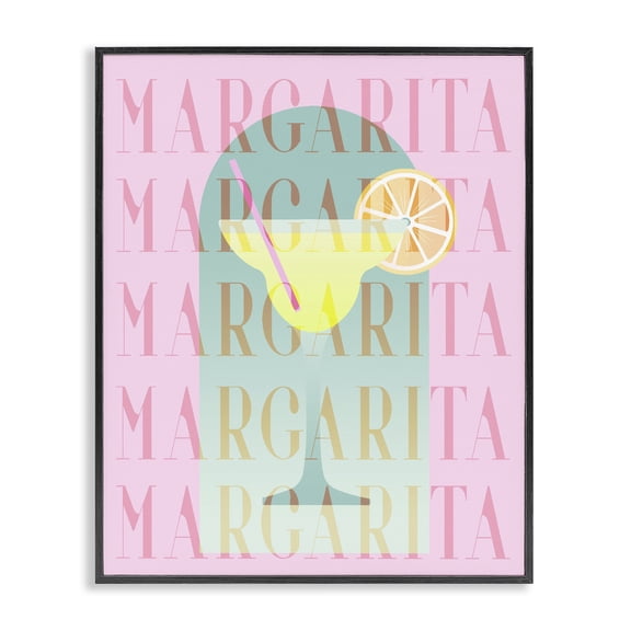 Retro Pastel Margarita Black Framed Giclee Art, design by Lil' Rue