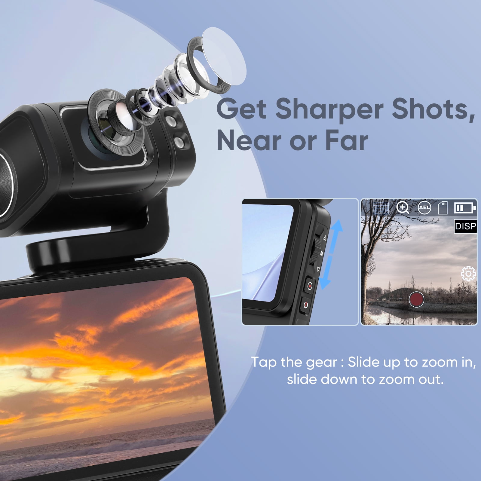 ORDRO M3 Vlog Creators Combo 5K 30FPS Pocket Camera 48MP Photo 3.5” Rotatable Screen Video Camera