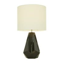 DecMode 26" Black Table Lamp with White Linen Shade