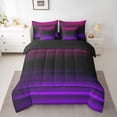 thumbnail image 2 of jejeloiu Geometric Lines Pattern 7-Piece Bedding Comforter Set,Neon Striped Stripe King Bedding Sets,Pink Black Purple Bed Sheets For Teens,Microfiber Bedroom Decor Reversible, 2 of 8