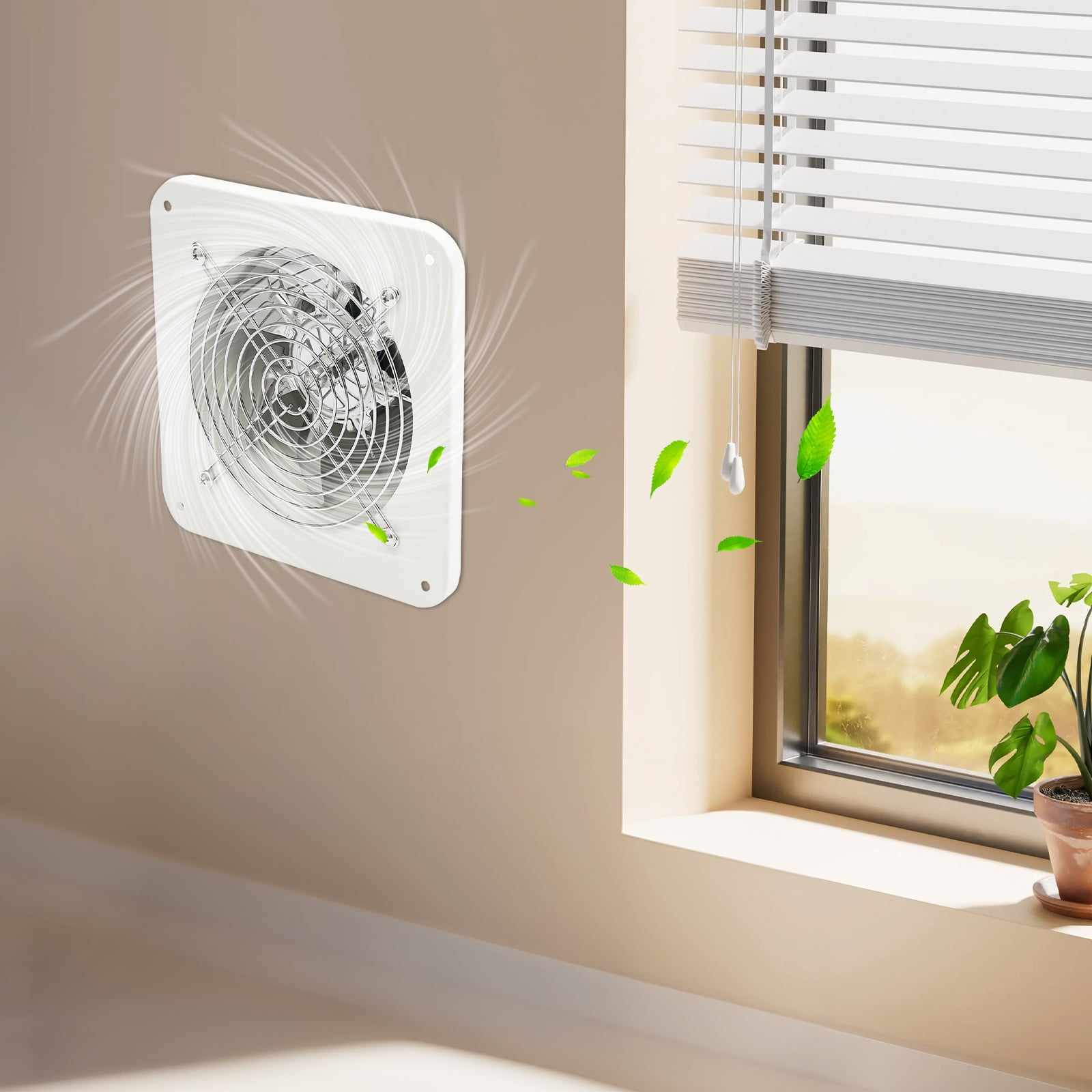 Peakora 7.5" 40w Quite Wall Exhaust Fan 2600 Rpm High Speedwall Exhaust Fan for Kitchen Bathroom Utility Metal Extractor Fan for Attic, Garage, Window Ventilation White