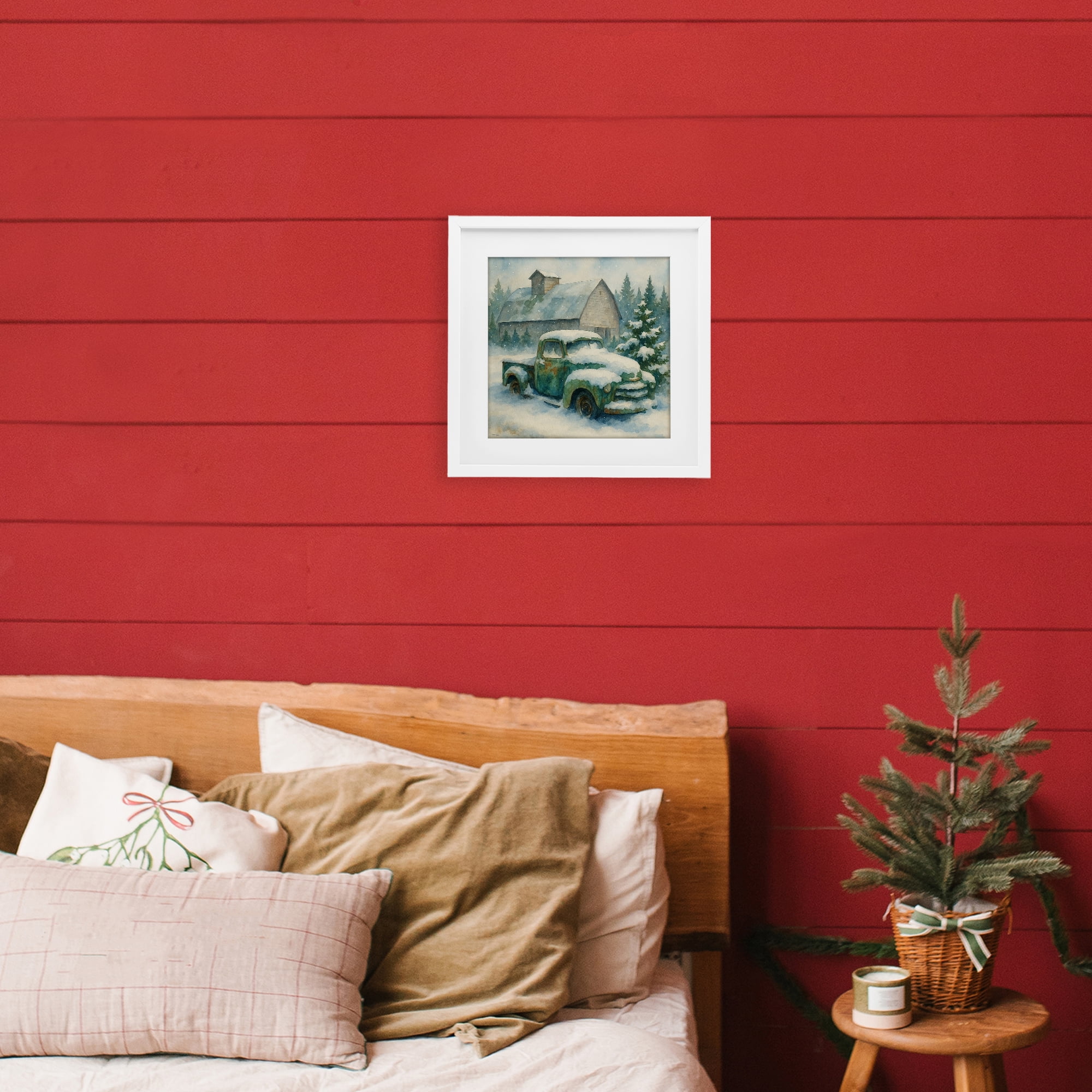 Stupell Industries Nostalgic Winter Farm Truck White Framed Print Under Glass, design by Antony Smith