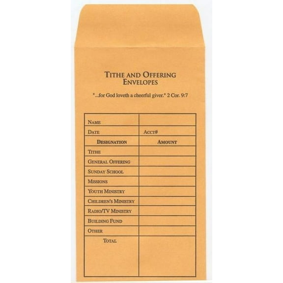 B&H Publishing Group Tithe and Offering Envelope, 3 1/2" x 6 1/2", Buff, 100 Count