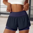thumbnail image 4 of COMVALUE Women's Running Shorts with Zipper Pocket 2 in 1 High Wasited Workout Athletic Gym Yoga Spandex Shorts for Women Navy S, 4 of 7